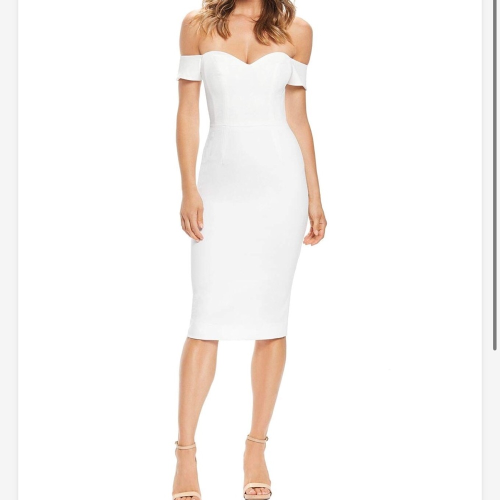 NWT Dress The Population Bailey OffShoulder Sweetheart Bodycon Midi Sheath Dress - Picture 1 of 2